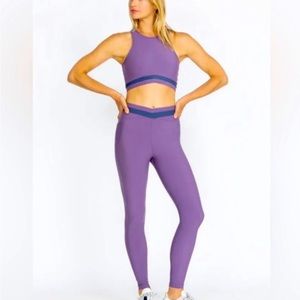 Johnny Was Calme Criss Cross 7/8 Leggings in Mulled Grape (Purple) XL NWT